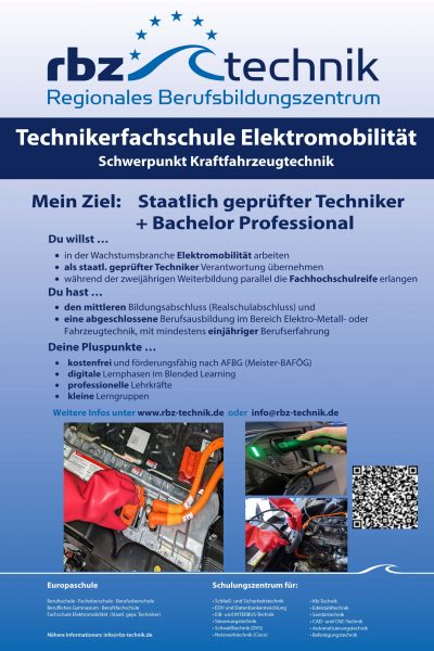 Flyer zur Technikerfachschule Elektromobilität des rbz-technik